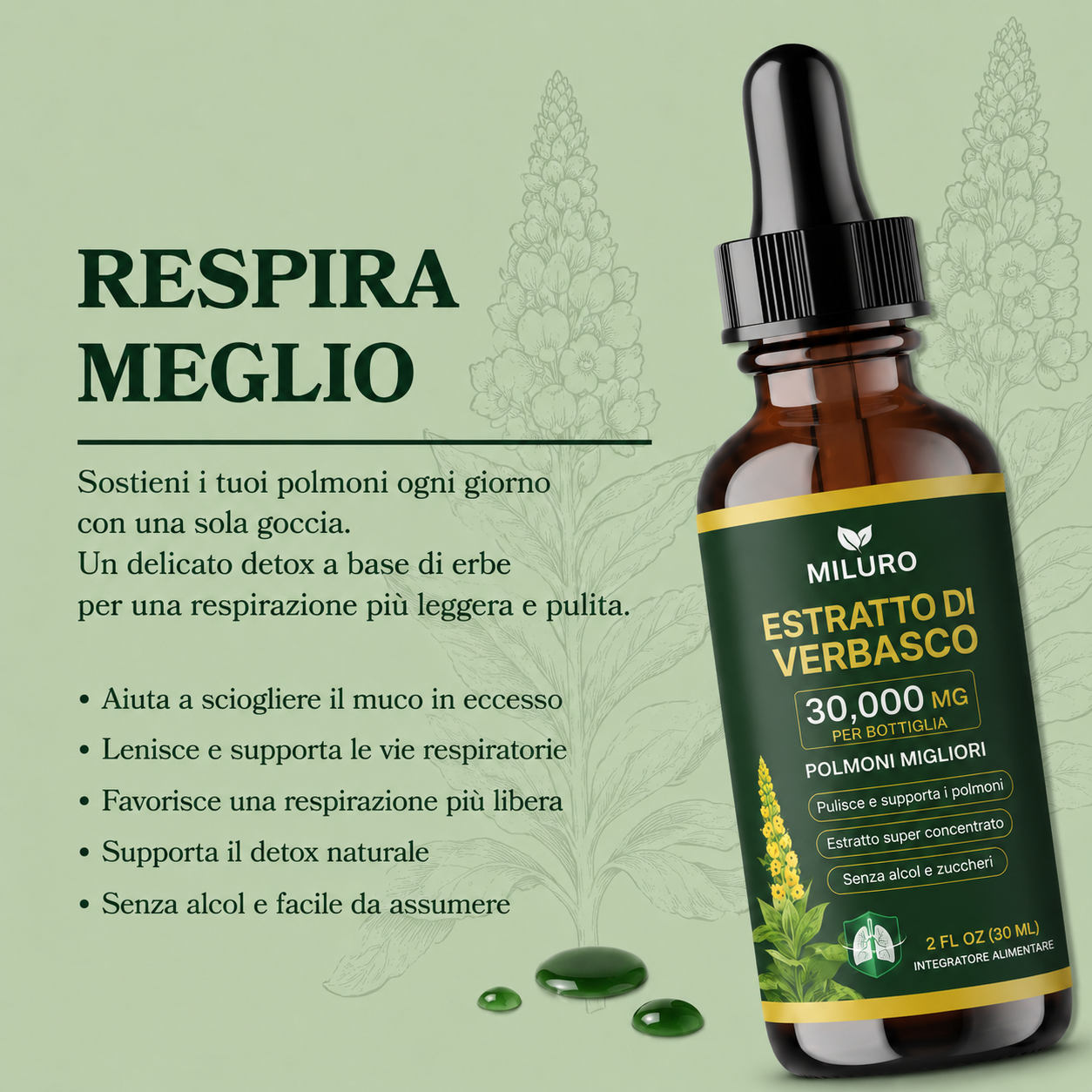 Miluro AirFlow™ - Estratto di Verbasco + Clorofilla